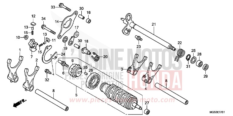 GEARSHIFT DRUM (NC700XD) for NC700X Dual Cluth ABS DARKNESS BLACK METALLIC (NH463) from 2012